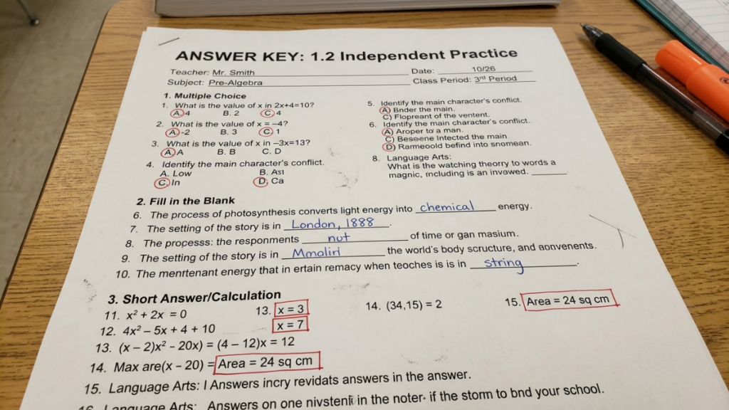1.2 Independent Practice Answer Key