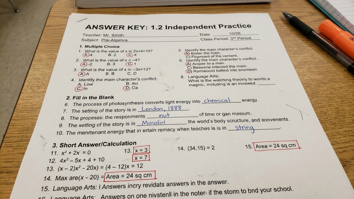 1.2 Independent Practice Answer Key